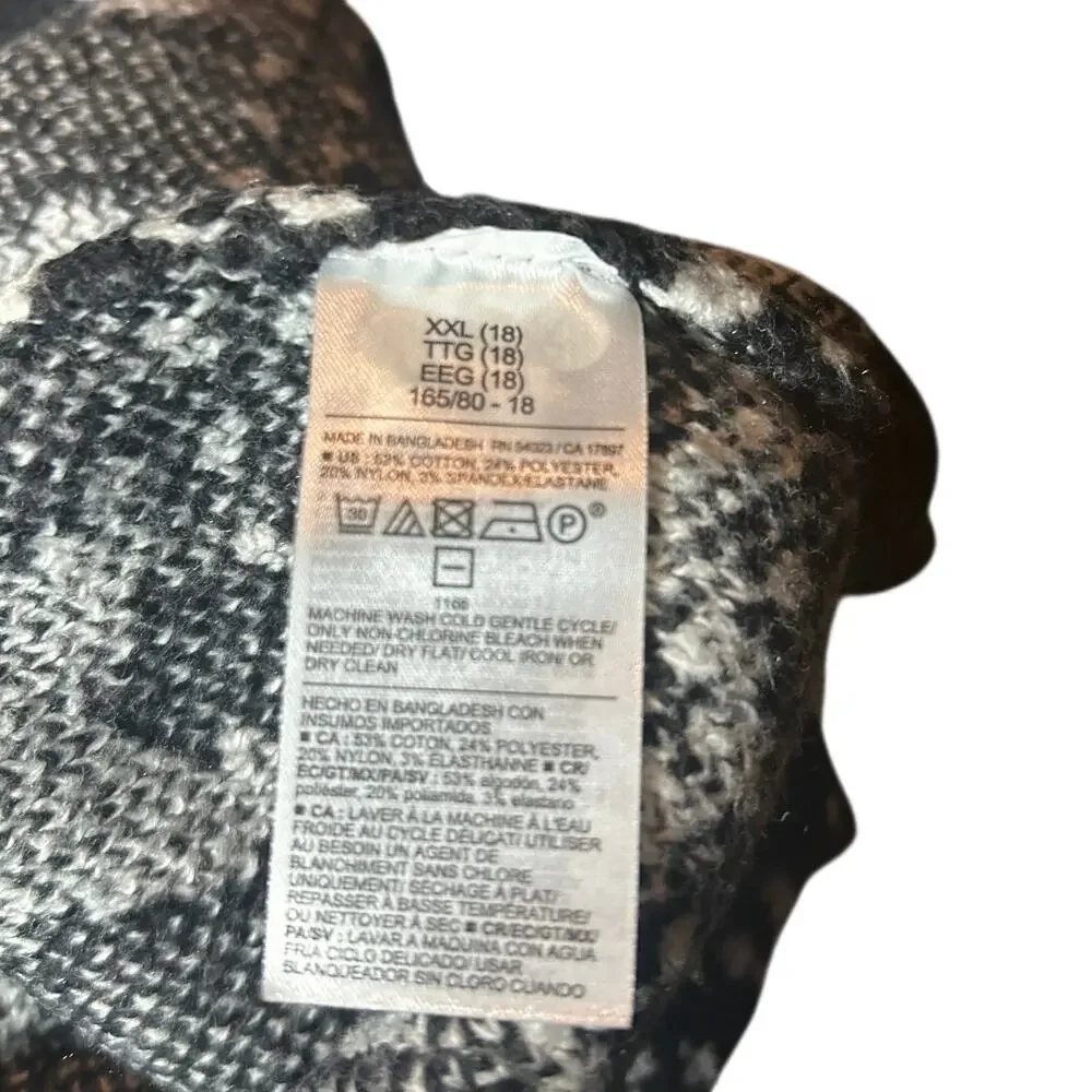 Old Navy NWT Black White Polar Bear Fair Isle Intarsia Knit Sweater XL Tall